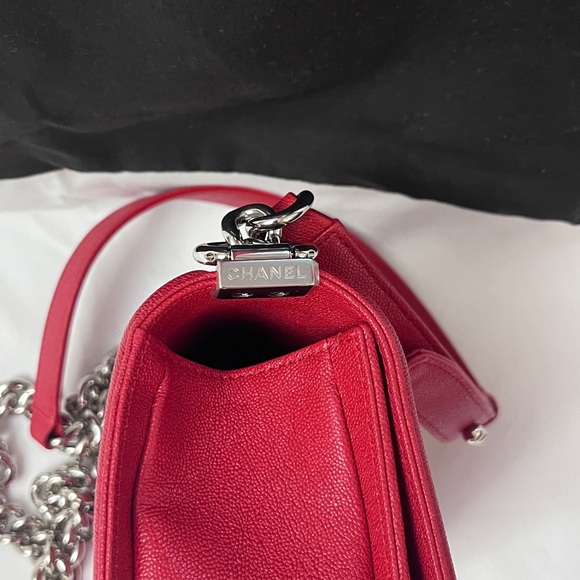 Chanel Small Boy Bag in Red Leather Silver Hardware - Picture 14 of 16